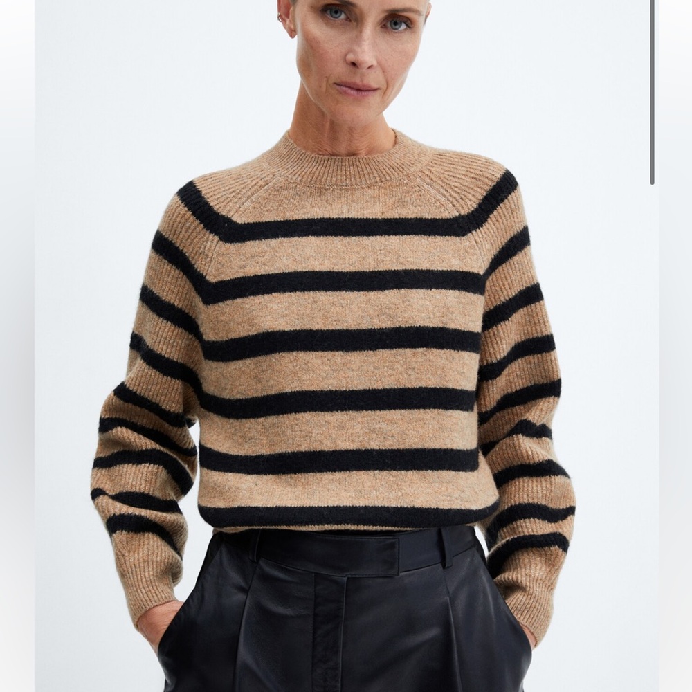 Mango ROUND-NECK STRIPED SWEATER